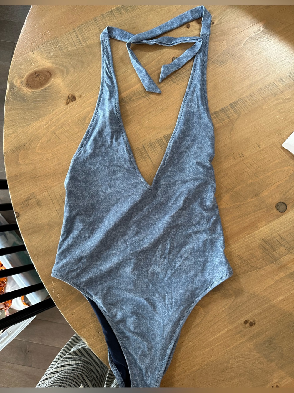 Women’s Halter One-Piece Swimsuit in Denim Blue